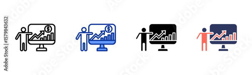 Stockbroker icon sheet multiple style collection