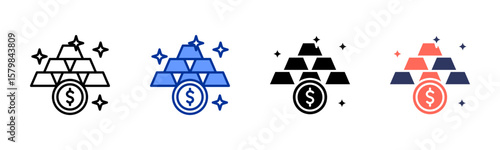 Gold icon sheet multiple style collection