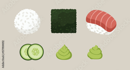 Top-Down Flat Lay of Diverse Food Ingredients