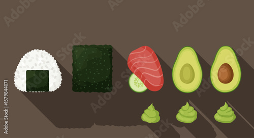 Top-Down Flat Lay of Diverse Food Ingredients