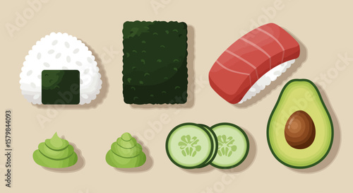 Top-Down Flat Lay of Diverse Food Ingredients