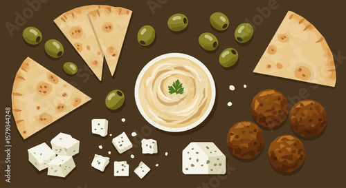 Top-Down Flat Lay of Diverse Food Ingredients