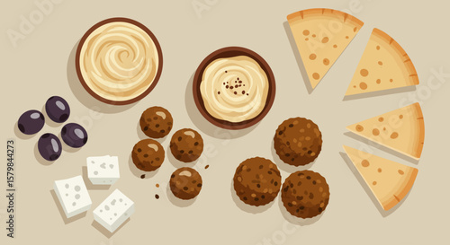Top-Down Flat Lay of Diverse Food Ingredients