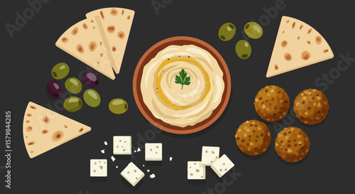 Top-Down Flat Lay of Diverse Food Ingredients