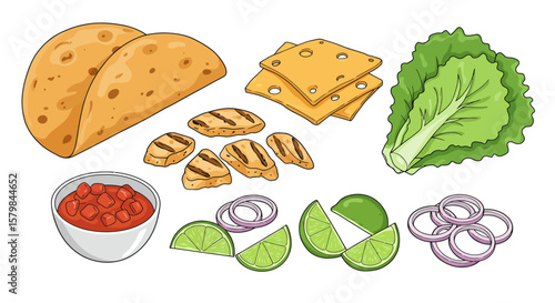 Top-Down Flat Lay of Diverse Food Ingredients