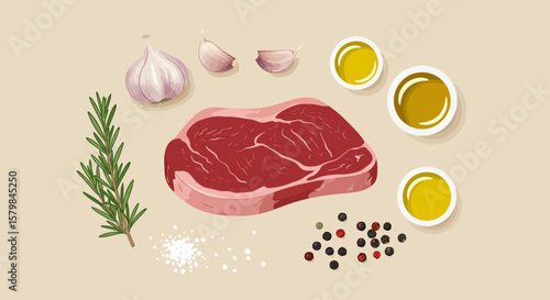 Top-Down Flat Lay of Diverse Food Ingredients