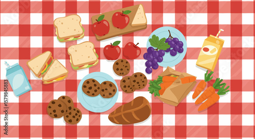 Top-Down Flat Lay of Diverse Food Ingredients