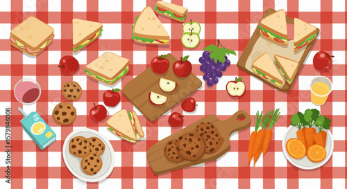 Top-Down Flat Lay of Diverse Food Ingredients