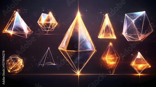 Wallpaper Mural Collection of glowing geometric shapes against a dark background. Torontodigital.ca