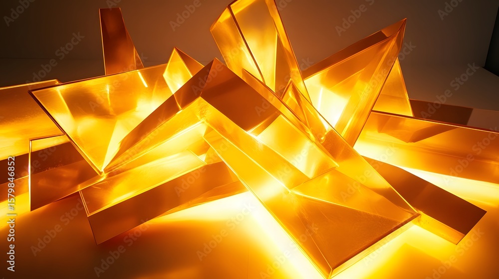 Obraz premium Abstract geometric design of golden shapes.