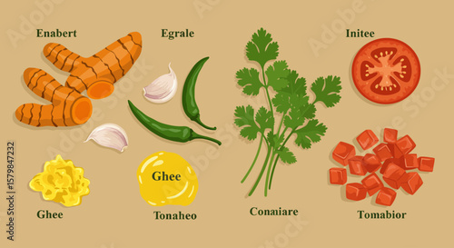 Top-Down Flat Lay of Diverse Food Ingredients