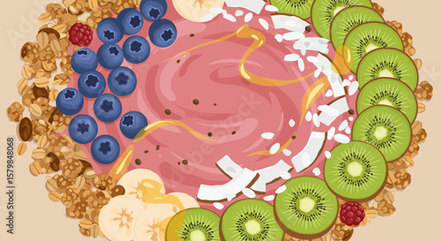 Top-Down Flat Lay of Diverse Food Ingredients