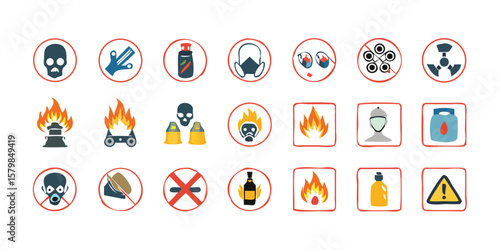 Set of 20 hazardous material icons vector