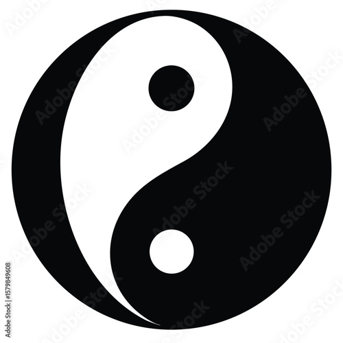 Classic Black and White Yin Yang Symbol Representing Duality and Balance