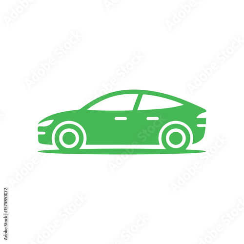 Green vehicle outline on white background, showcasing ecofriendly transportation icon design