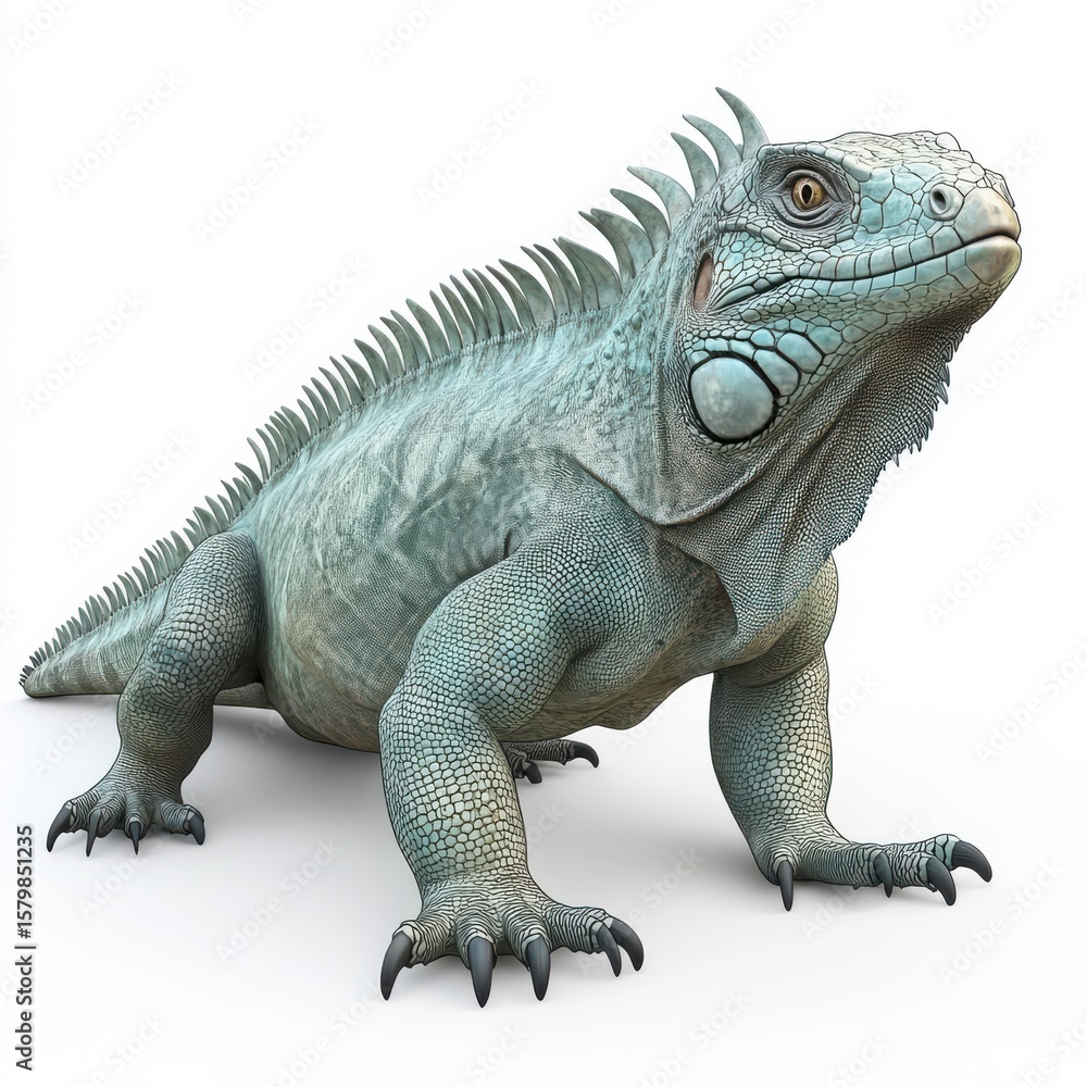 Obraz premium Realistic Iguana with Textured Skin on White Background