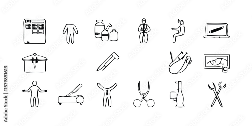 27 Medical Surgery Line Icon Set on transparent background 27 Medical Surgery Line Icon Set on transparent background