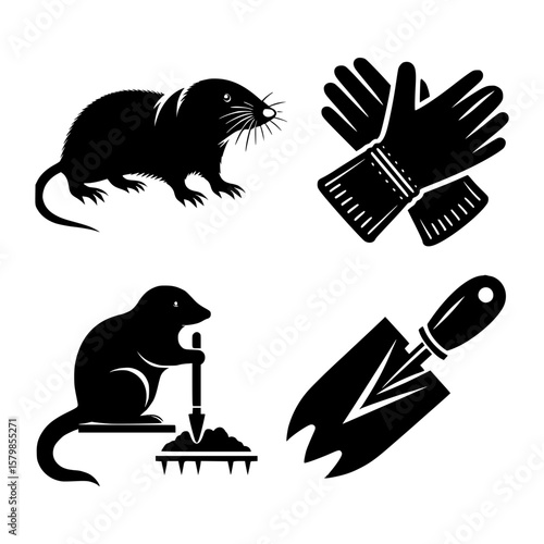 Garden pest control and tools icons for lawn care and gardening