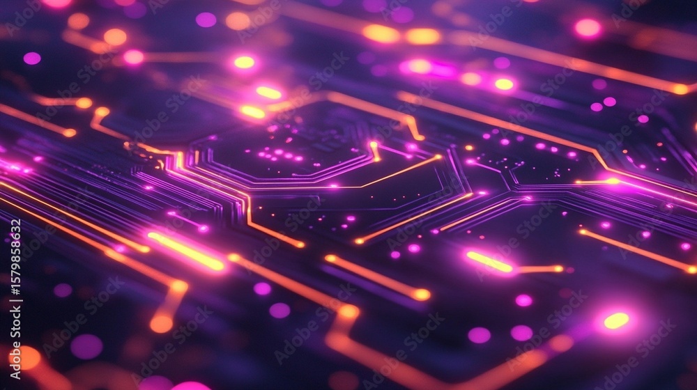 Neon Circuit Board Abstract Neon Circuit Board Abstract