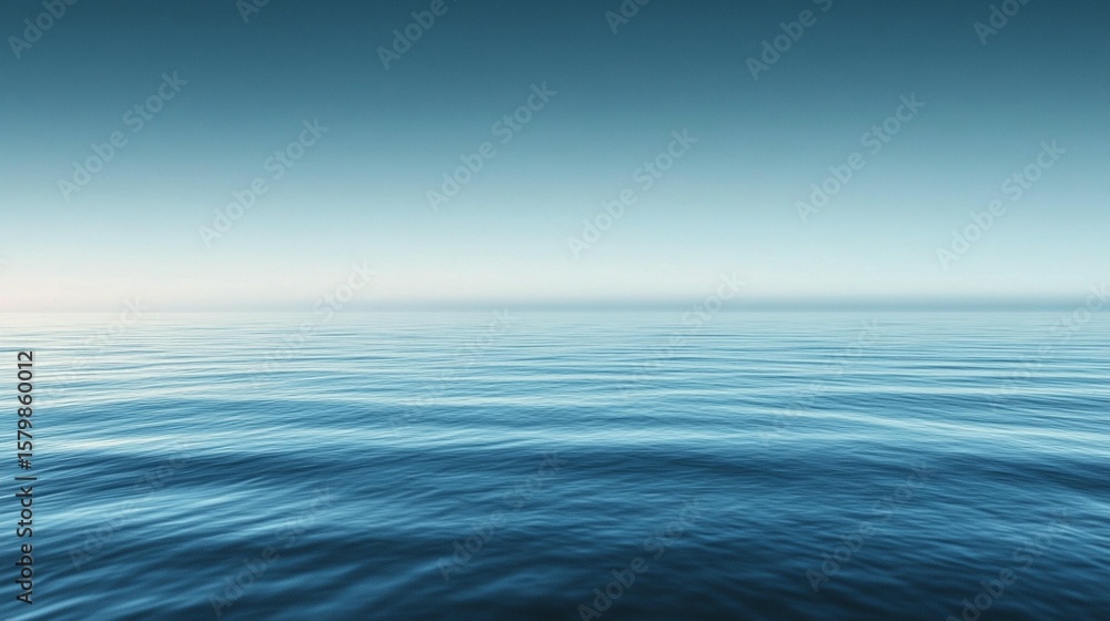 Fototapeta premium Ocean Serenity: Calm Water, Blue Sky