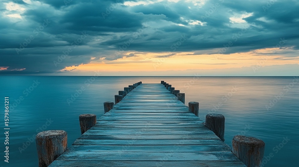 Naklejka premium Tranquil Pier at Sunset