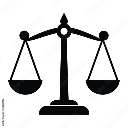 Black Silhouette of Scales of Justice Symbolizes Fairness and Legal Balance with Precision
