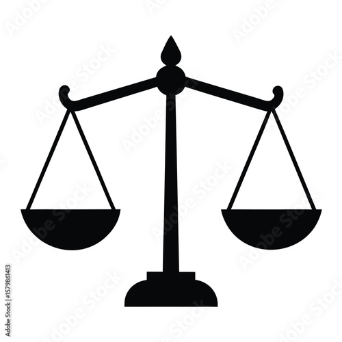 Isolated Black Silhouette of Scales of Justice Symbolizing Law and Fairness