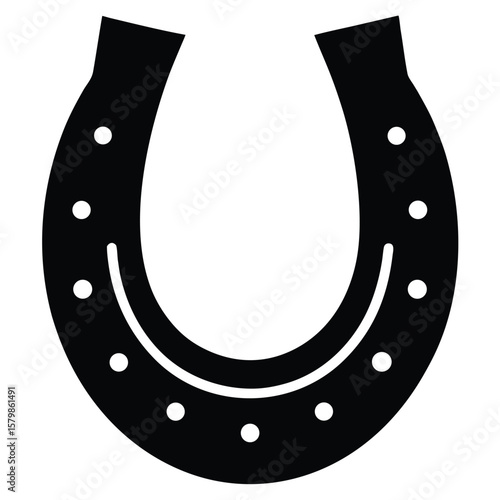 Minimalist of a Black Horseshoe with Mounting Holes for Luck or Equestrian Use