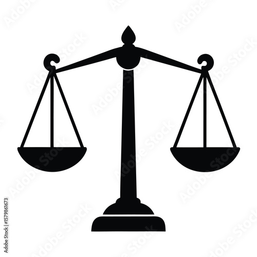 Scales of Justice Symbol in Black Silhouette Legal, Equality, and Fairness Depiction