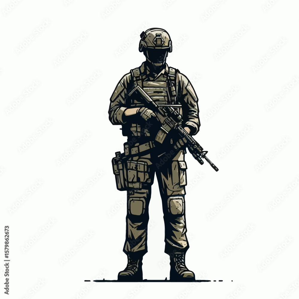 One Soldier Illustration Art One Soldier Illustration Art