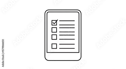 Mobile phone with checklist, task completion concept icon