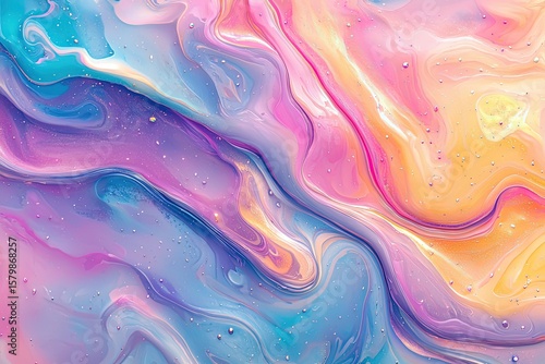 Wallpaper Mural Colorful Abstract Painting Featuring a Dynamic Blue, Pink, and Yellow Swirl Creating an Energetic Composition Torontodigital.ca