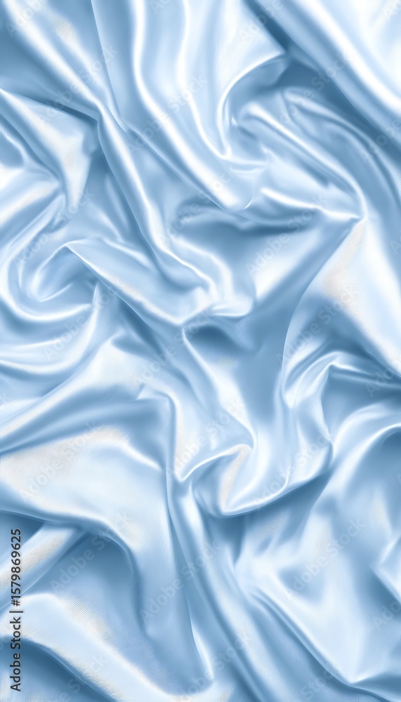 Fototapeta premium Smooth light blue silk draped elegantly