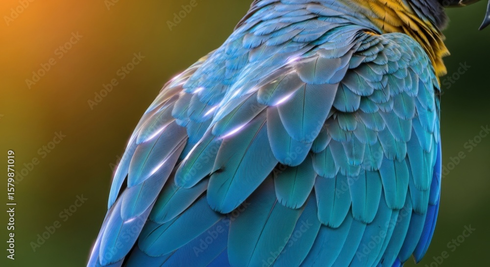 Fototapeta premium Close Up Of A Blue And Yellow Macaw Parrot Showing Its Bright Feathers