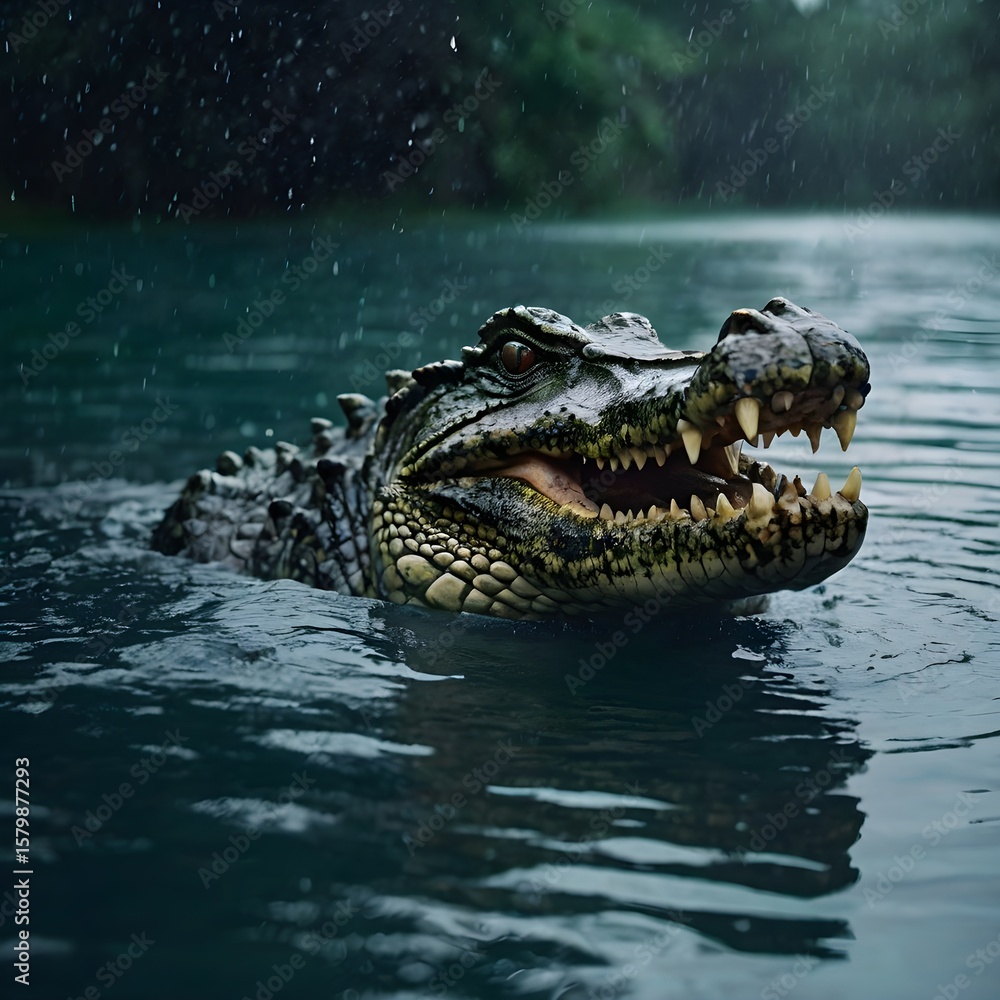 Fototapeta premium crocodile in the water