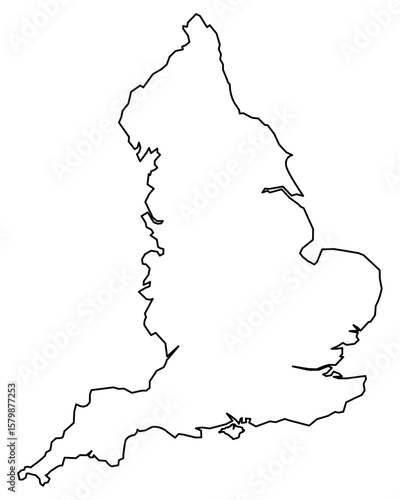 Black Outline England Map Europe Country