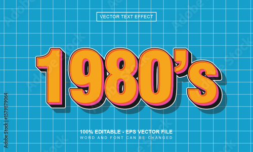 Retro sticker text effect editable 80s text style