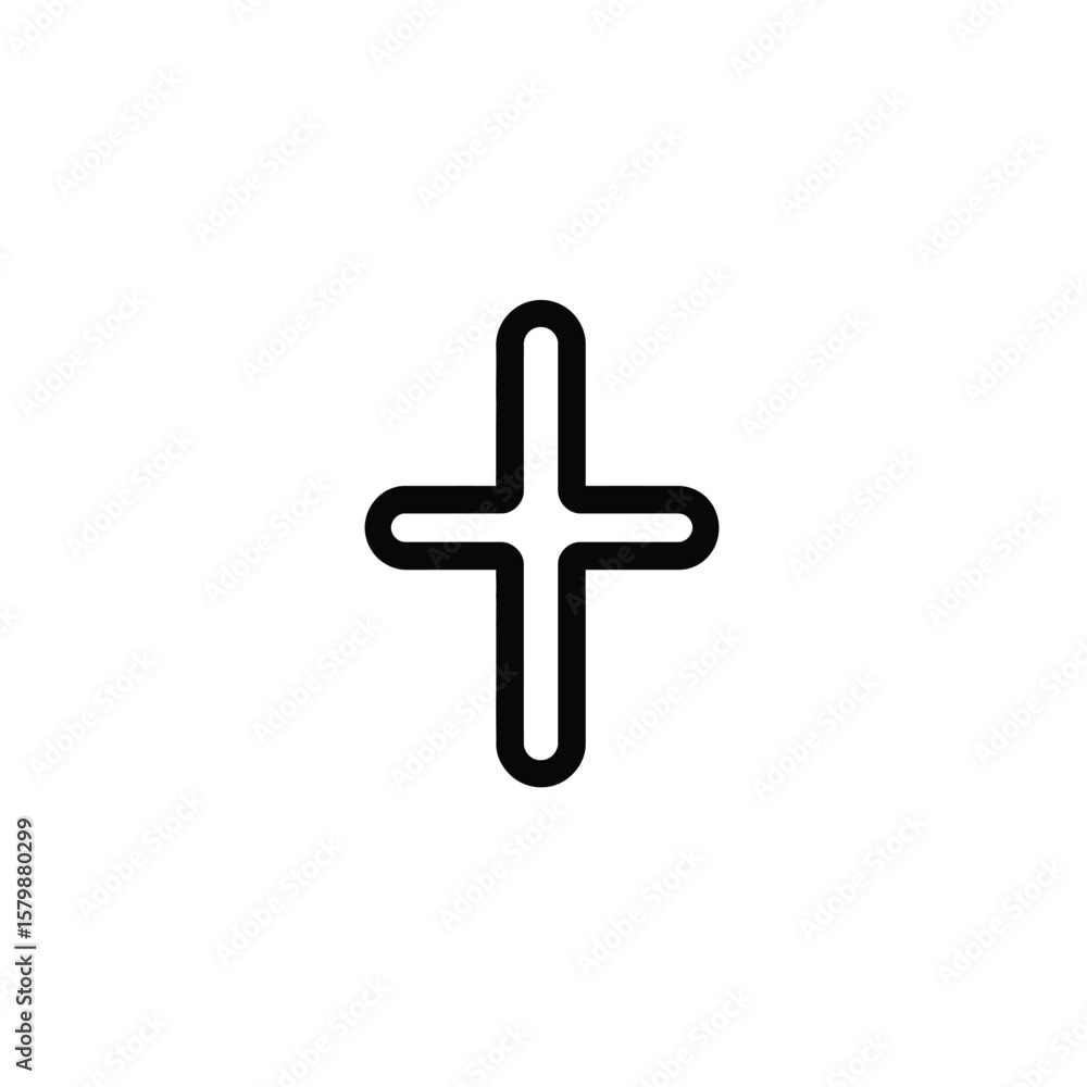 Fototapeta premium Outline Cross Shape with Rounded Ends on a Transparent Background Design