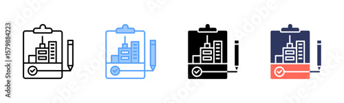 Urban Planning icon sheet multiple style collection	