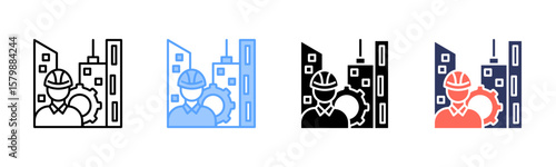 Civil Engineering icon sheet multiple style collection	