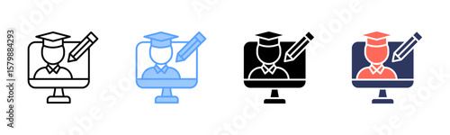 Elearning icon sheet multiple style collection	
