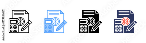 Accounting icon sheet multiple style collection	
