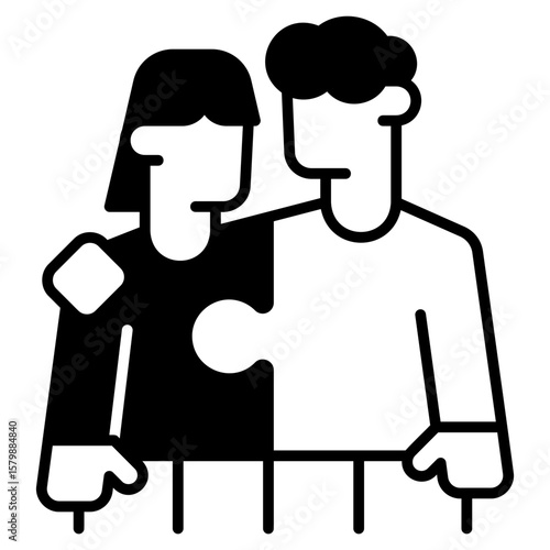 Human Connection Jigsaw Black Fill Icon