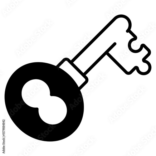 Jigsaw Unlocking Key Black Fill Icon