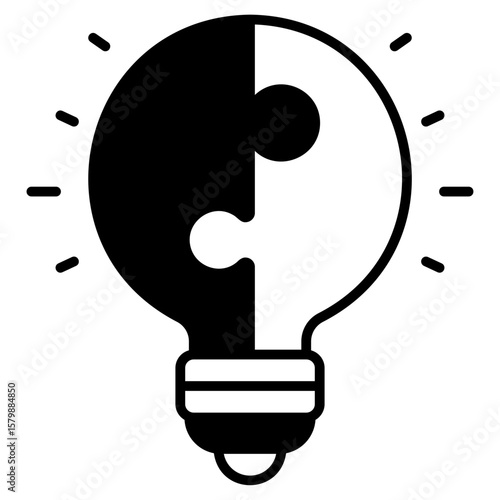 Jigsaw Lightbulb Black Fill Icon