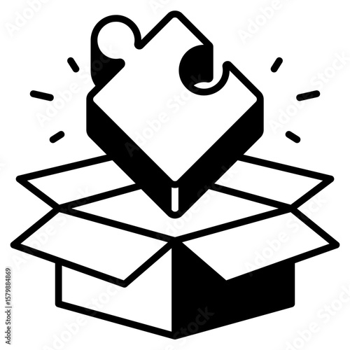 Jigsaw Outside the Box Black Fill Icon