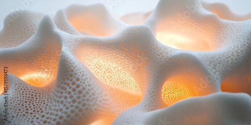 Abstract Organic Structure with Light Orange Highlights and Textured Surface for Scientific or Artistic Use