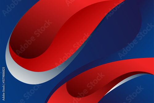 Dynamic Red and Blue Abstract Curves with Subtle Gradient Transitions