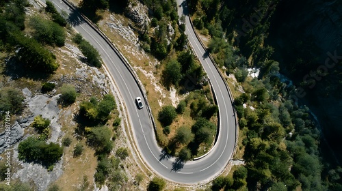 Car on Winding Mountain Road