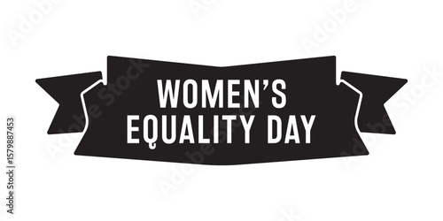 Vector art of a black banner celebrates womens equality day